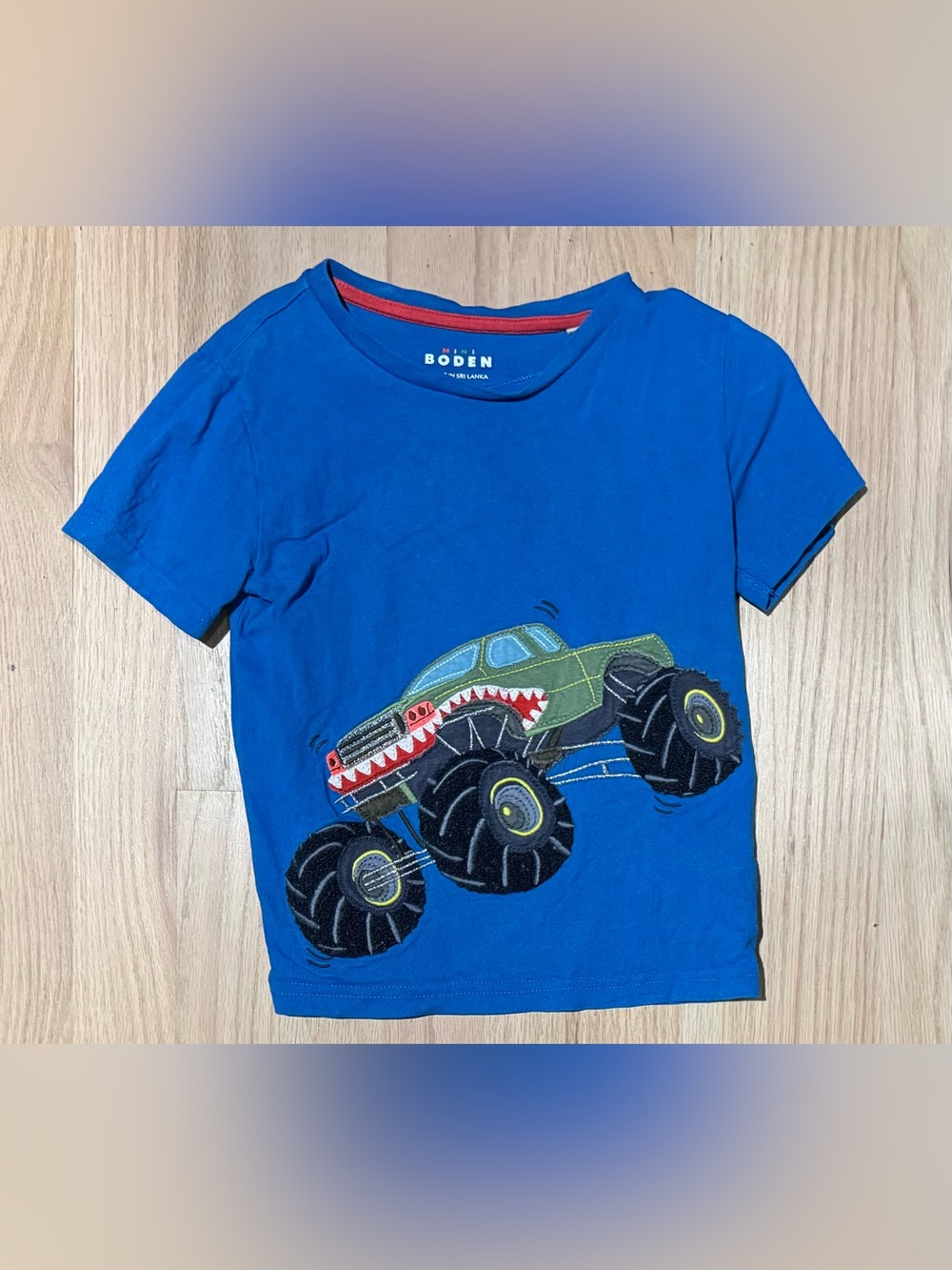 Mini Boden Royal Blue Tee Monster Truck Appliqué Top 4/5 4 5